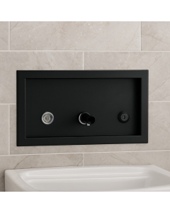Bobrick Trimline 1.3L Matt Black Recessed Liquid Soap Dispenser in situ - B306.MBLK