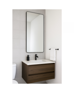 Abode Mayar Tablet Mirror 450mm x 900mm -Matt Black ABM1022 in Situ 