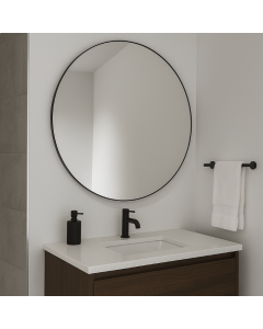 Abode Mayar Round Mirror - Matt Black 600mm ABM1002