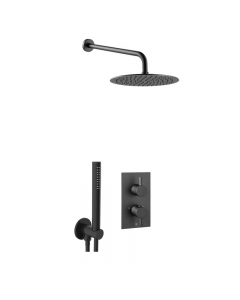 JTP Vos Matt Black 2 Outlet 2 Handle Shower Valve Bundle image - COM074