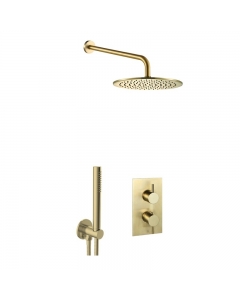 JTP Vos Brushed Brass 2 Outlet 2 Handle Shower Valve Bundle image - COM076