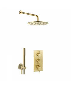 JTP Vos Brushed Brass 3 Handle 2 Outlet Concealed Shower Pack image - COM077