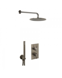 JTP Vos Brushed Black 2 Outlet 2 Handle Shower Valve Bundle image - COM078