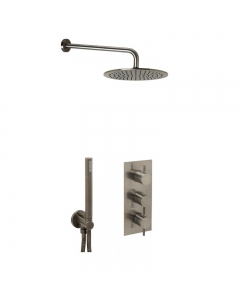 JTP Vos Brushed Black 3 Handle 2 Outlet Concealed Shower Pack 