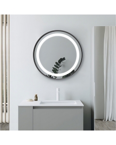 Grimston 600mm Round Front-Lit LED Mirror - Brushed Bronze - In Situ