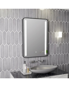 Abbey 500x700mm Rounded Front-Lit LED Mirror - Black - In Situ