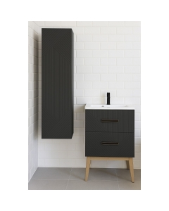 Prestige Matt Graphite Grey Featherstone 350mm Wall Hung 1 Door Tall Unit