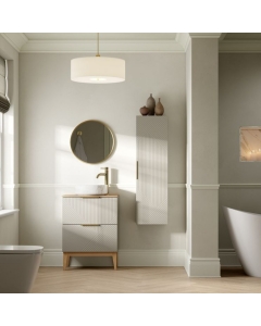 Prestige Featherstone Matt Oat 610mm Floor Standing 2 Drawer Basin Unit & Worktop lifestyle image - CNPW108503