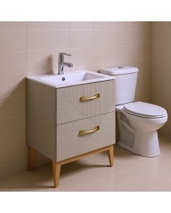 Prestige Featherstone Matt Oat 615mm Floor Standing 2 Drawer Basin Unit & Basin - CNPW108497