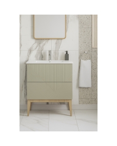 Prestige Featherstone Matt Oat 815mm Floor Standing 2 Drawer Basin Unit & Basin lifestyle image - CNPW108500