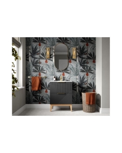 Prestige Featherstone Matt Graphite Grey 610mm Floor Standing 2 Drawer Basin Unit & Maple Effect Worktop lifestyle - CNPW108504
