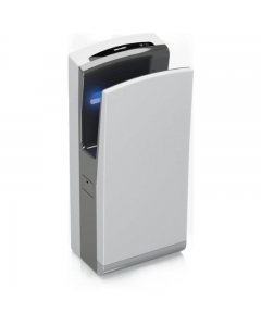 Genwec 1650W Bladeflow 2 Hands in Hand Dryer - White Stainless Steel close up side image on a plain white background - GW01180400