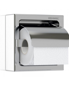 Genwec Surface Mounted Single Toilet Roll Holder - Polished Stainless Steel image on a white background - GW03080402