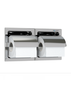 Genwec Polished Stainless Steel Recessed Double Toilet Roll Holder image on a plain background - GW03110402