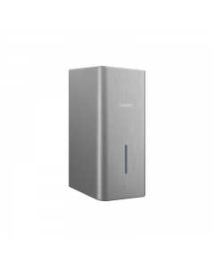 Genwec Wall Mounted Brushed Stainless Steel Automatic Soap/Hand Sanitiser Dispenser - 1100ml right side view on a white background - GW04160401
