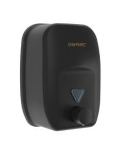 Genwec 1800ml Black Stainless Steel Wall Mounted Manual Soap Dispenser side view image on a plain white background - GW04210403