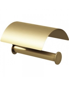 Genwec Nimbus Brushed Gold Single Toilet Roll Holder With Cover Plain Image