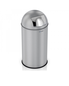 Genwec 40L Push Wastepaper Bin - Brushed Stainless Steel on a white background -  GW06060401