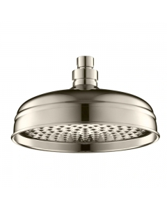 JTP Grosvenor Victorian Nickel 200mm Round Rainfall Shower Head close up image - 15889NK