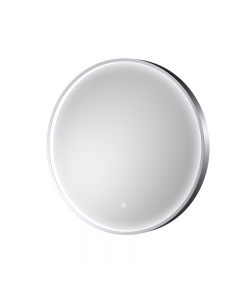 Nuie Mensa 600mm Polished Chrome Round LED Mirror on a white background LQ743
