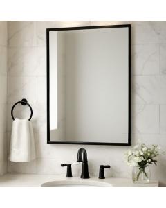 Bobrick Welded Frame Mirror Matt Black 460mm x 760mm in situ 