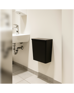 Smooth Matt Black Prestige 7lt Sanitary bin Lifestyle 
PRES-6150403-SMB