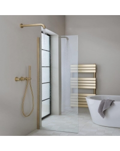 JTP Vos Brushed Brass Single Shower Head in situ with shower screen - 2377400BBR 
