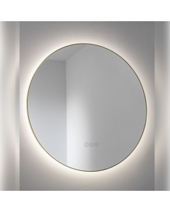 Abode Mayar 600mm Round LED Mirror - Brushed Brass