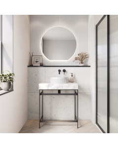 Scudo Fluted Round Countertop Basin Lifestyle VESSEL008