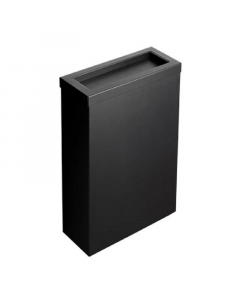 Opal Matt Black Steel 50 Litre Compact Waste Bin With Flap Lid on a white background -  WB50-FLAP-BK