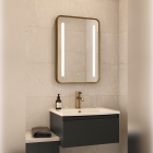 Abbey 500x700mm Rounded Front-Lit LED Mirror - Brushed Bronze - In Situ