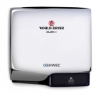 Genwec World Dryer Slimdri Hand Dryer - Polished Stainless Steel on a white background - GW01030402