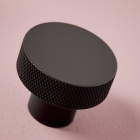 Black Knurled Round Handle