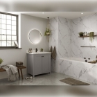 Abode Mayar 600mm Round LED Mirror - Matt Black - In Situ