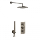 JTP Vos Brushed Black 3 Handle 2 Outlet Concealed Shower Pack 