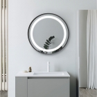 Grimston 600mm Round Front-Lit LED Mirror - Brushed Bronze - In Situ