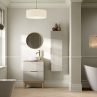 Prestige Matt Oak Featherstone 350mm Wall Hung 1 Door Tall Unit lifestyle -  CNPW108509