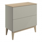 Prestige Featherstone Matt Oat 810mm Floor Standing 2 Drawer Basin Unit & Maple Oak Effect Worktop side image - CNPW108506