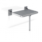 Genwec Folding Shower Seat with Leg Support Brushed Stainless Steel