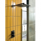 JTP Hix 380mm Matt Black Wall Mounted Shower Arm in situ with Shower Head - 3821380MB