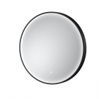 Nuie Mensa 600mm Round Black Framed LED Mirror on a plain white background LQ741