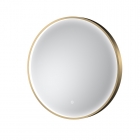 Nuie Mensa Brushed Brass 600mm Round LED Mirror on a plain white background LQ742