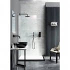 JTP Vos 400mm Matt Black Wall Mounted Shower Arm in situ image - 2821400MB