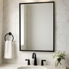 Bobrick Welded Frame Mirror Matt Black 760mm x 610mm in situ 