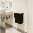 Smooth Matt Black Prestige 7lt Sanitary bin Lifestyle 
PRES-6150403-SMB