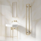 Prestige Pelmo Brushed Brass Stainless Steel Towel Rail 1500mm x 200mm in situ - EPLOB