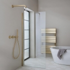 JTP Vos Brushed Brass Single Shower Head in situ with shower screen - 2377400BBR 