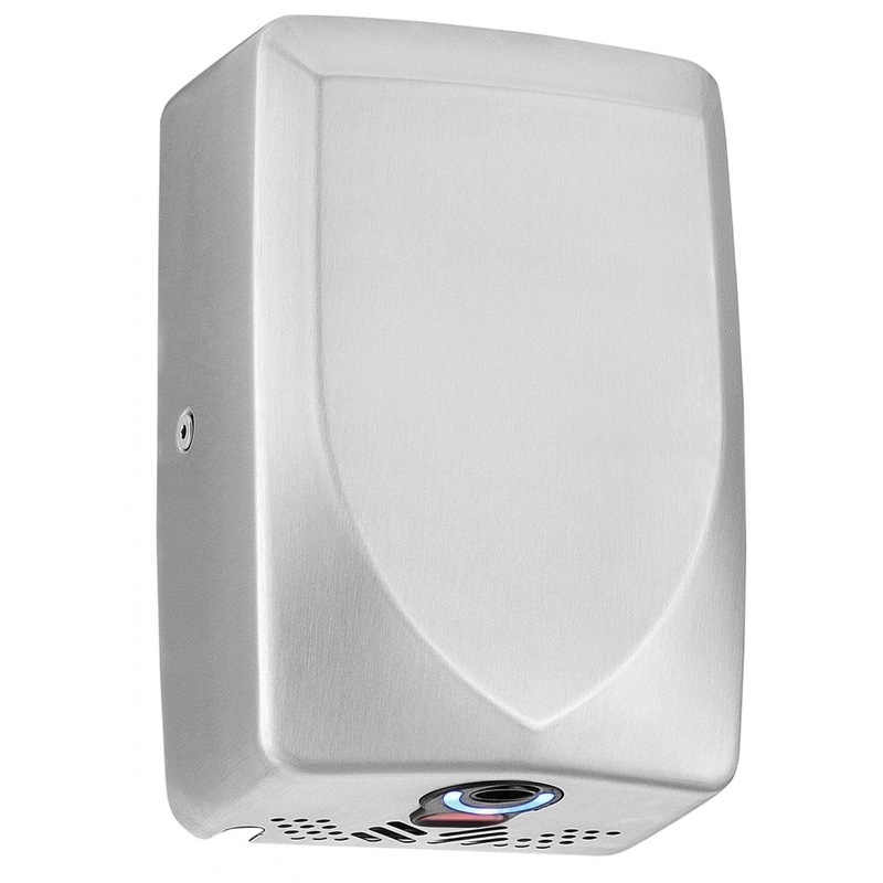 Dryflow Slimforce 1kW Brushed Stainless Steel Hand Dryer Side View on a white background - DFLIF02