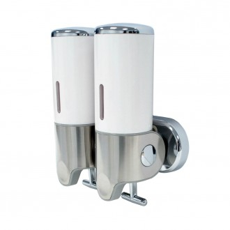 Shower Soap Dispensers White ABS Stainless Steel - Double