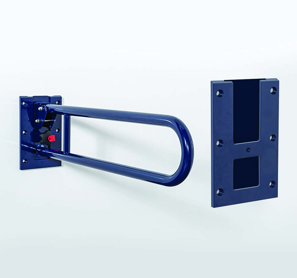 Removable Steel Hinged Grab Rail Dark Blue 800 mm